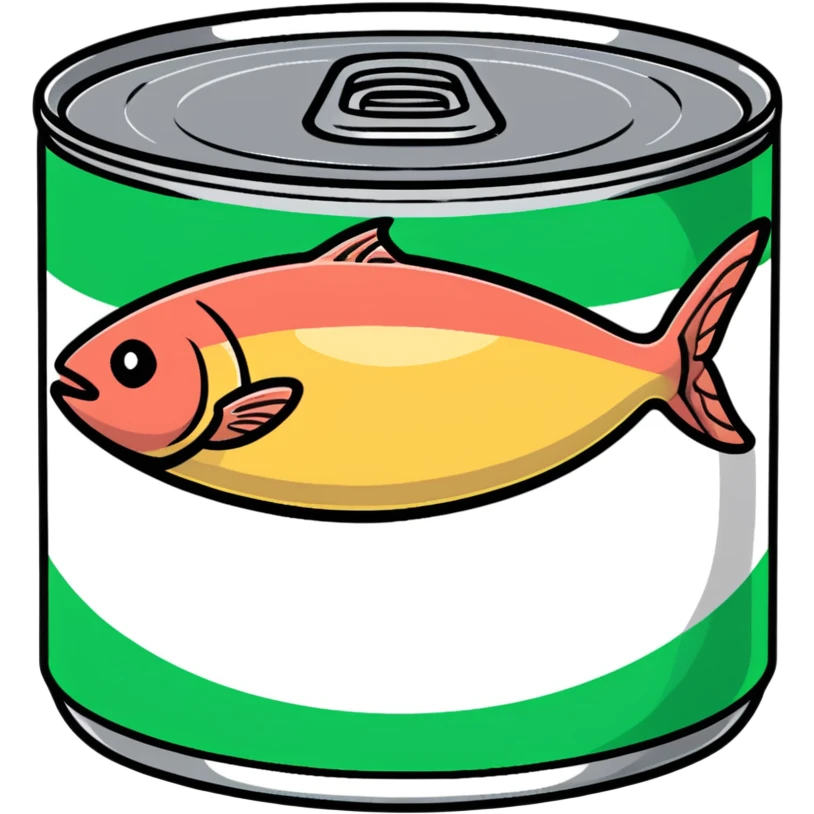 canned tuna, cartoonish sticker style emoji
