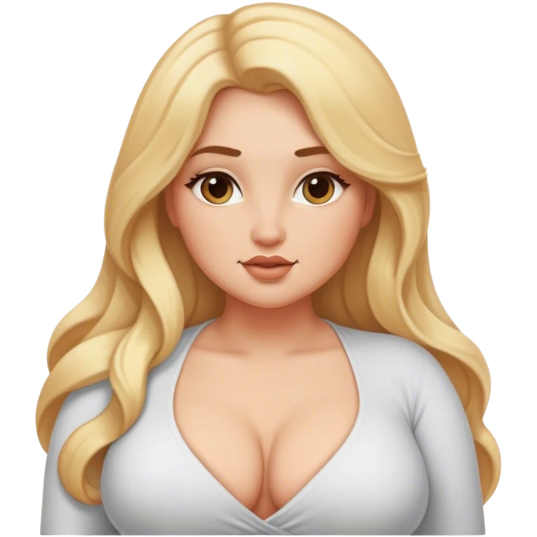 Curvy, blonde long hair, sfw intimate pose emoji