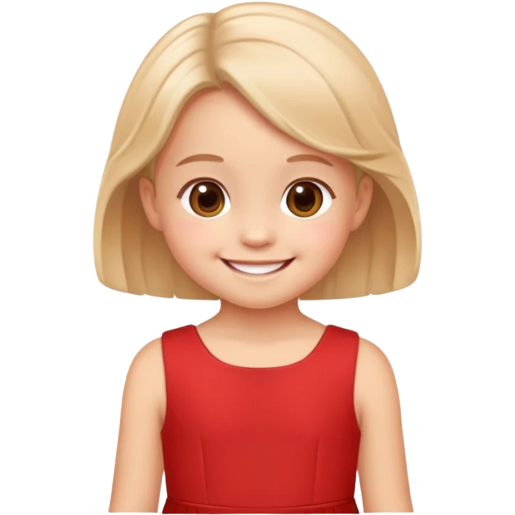 cute little child wearing a red dress, smiling emoji