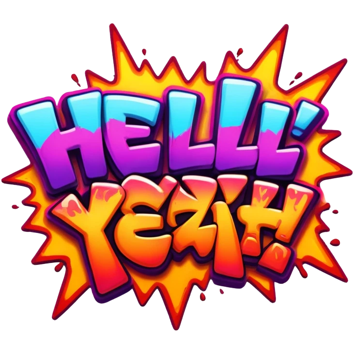 Graffiti the word Hell yeah emoji