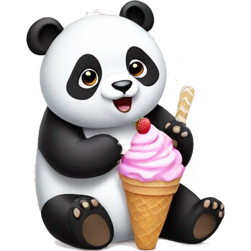 Panda eating ice cream emoji