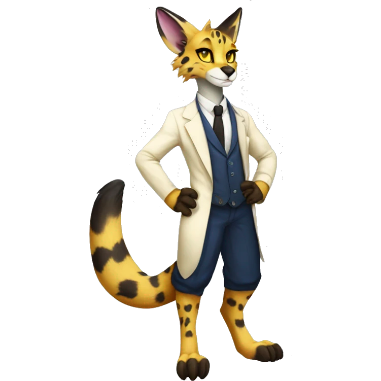 Anthro Epic Beautiful Handsome Pretty Colorful Sergal-Serval-Vernid full body emoji