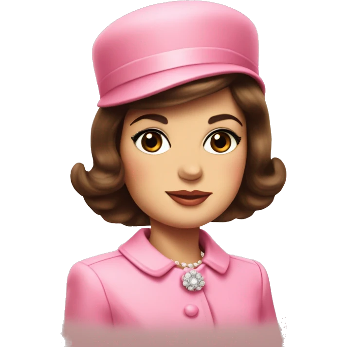 Young Jackie Kennedy in pink suit and pillbox hat emoji
