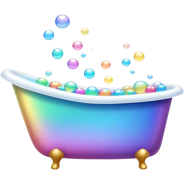 colorful bathtub with soap bubbles emoji