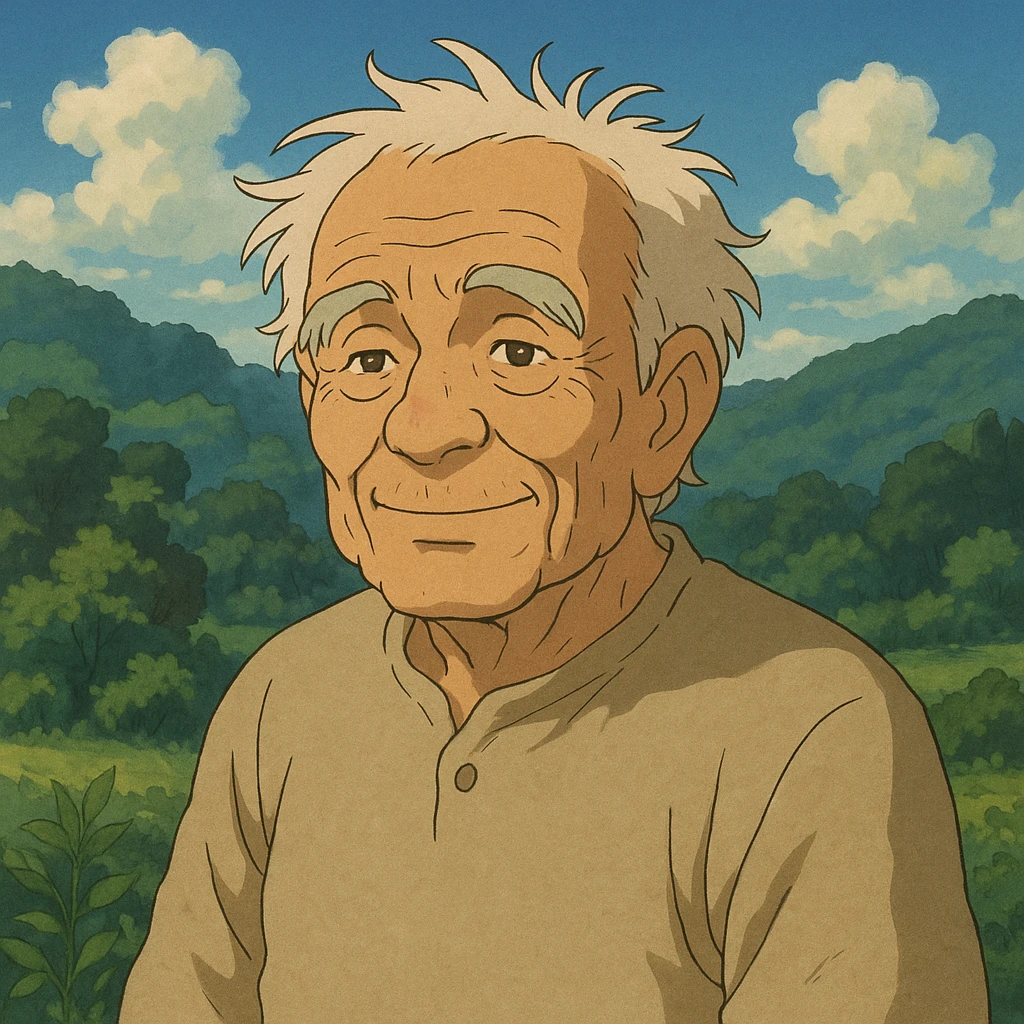 older human being, Studio Ghibli inspired illustration emoji