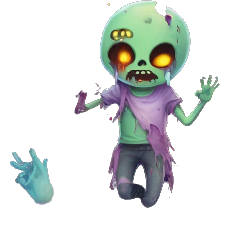 zombie person melting into graffiti galaxies with candles lanterns and fairy lights emoji