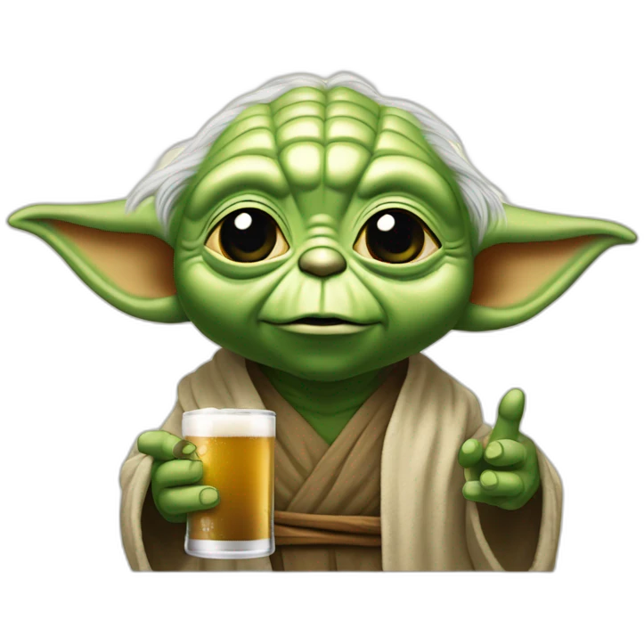 Yoda buvant une bière emoji