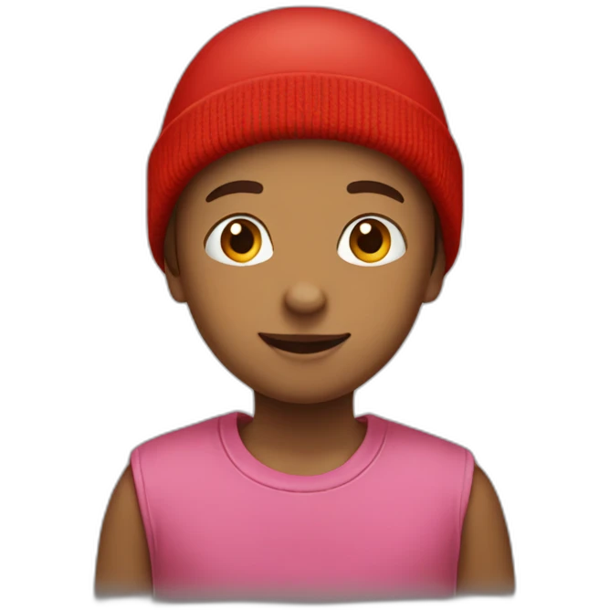 kid wearing red boble beany emoji