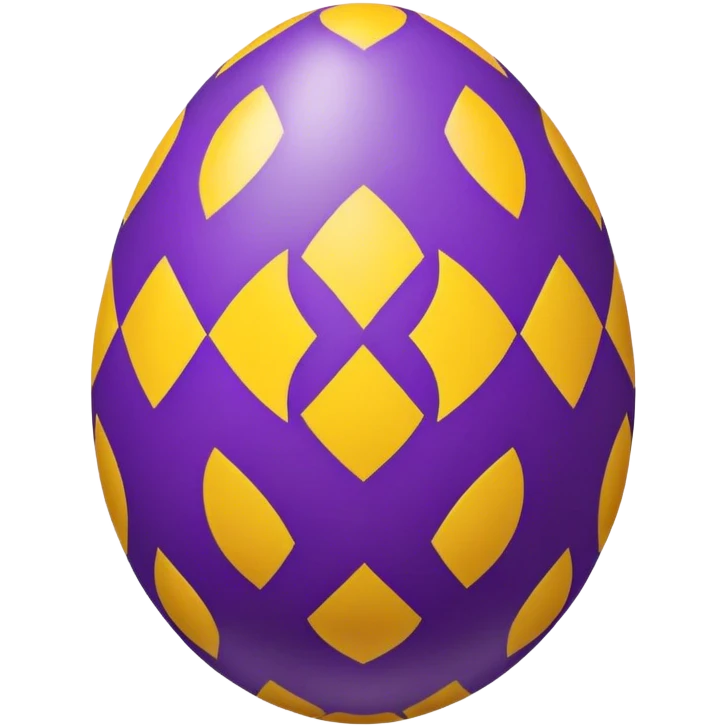 decor egg, symmetry simple pattern, purple and yellow emoji