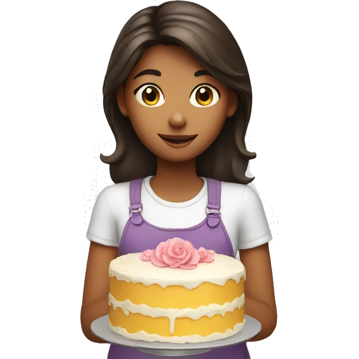 Girl backing a cake emoji