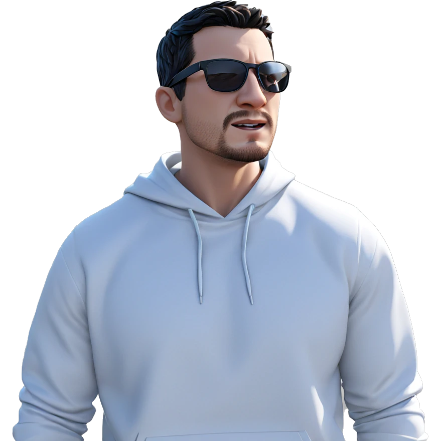 muscular boy in white hoodie emoji