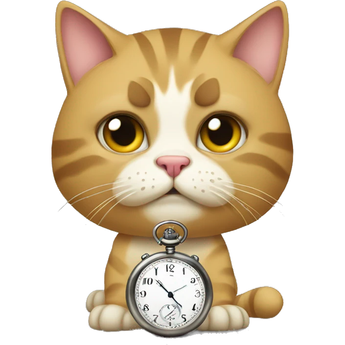 Cat with pocket watch annoyed emoji