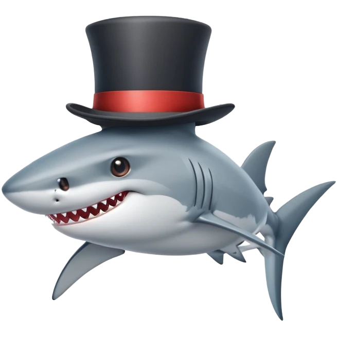 Shark with a top hat emoji
