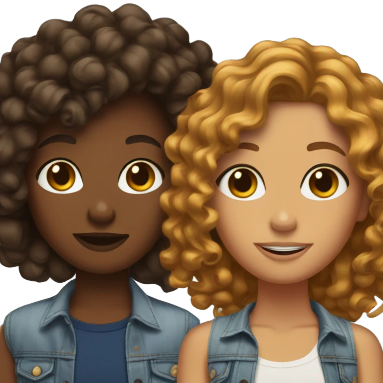 Two Best friends girls curly end wayvi  emoji