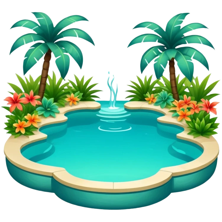 An exotic romantic pool with lush warm colors emoji
