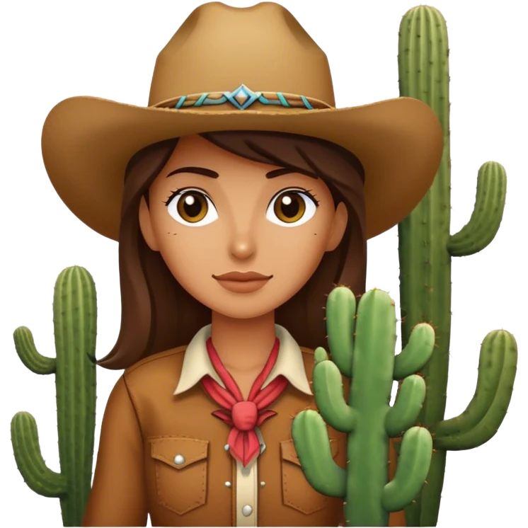 Cowgirl in front of a cactus  emoji