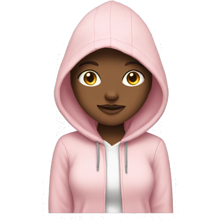 white girl wearing a light pink hoodie  emoji
