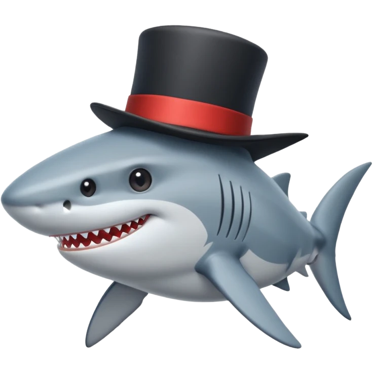 Shark with a top hat emoji