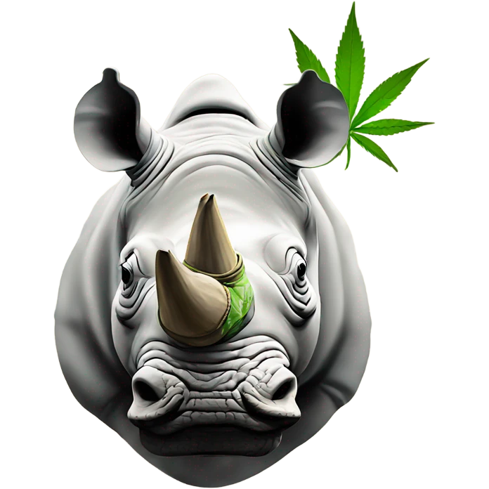 White rhino smoking hemp emoji