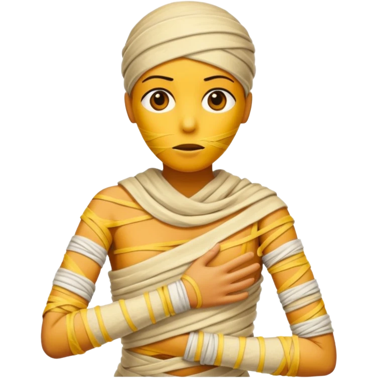 mummy wrapped in yellowed bandages, one arm stretched forward.
 emoji