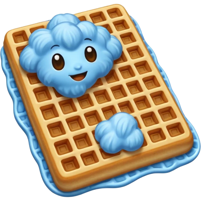 A blue coloured waffle  emoji