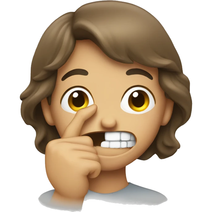 Person biting finger with smirk emoji
