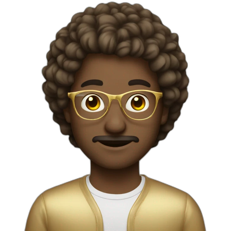 man brun hair with gold glasses emoji