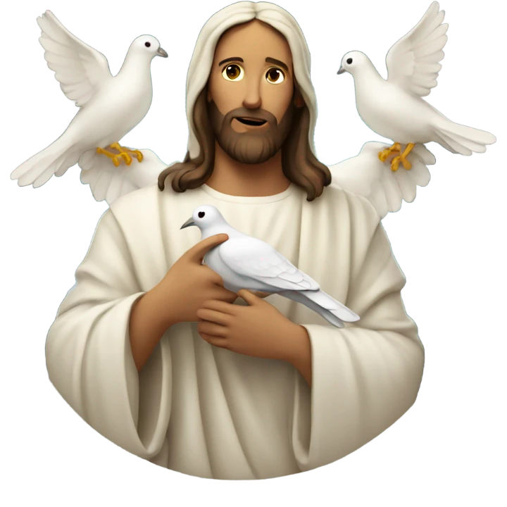 Jesus holding a dove emoji