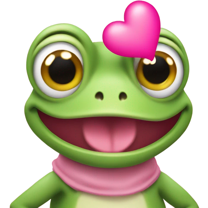 frog with three pink hearts emoji