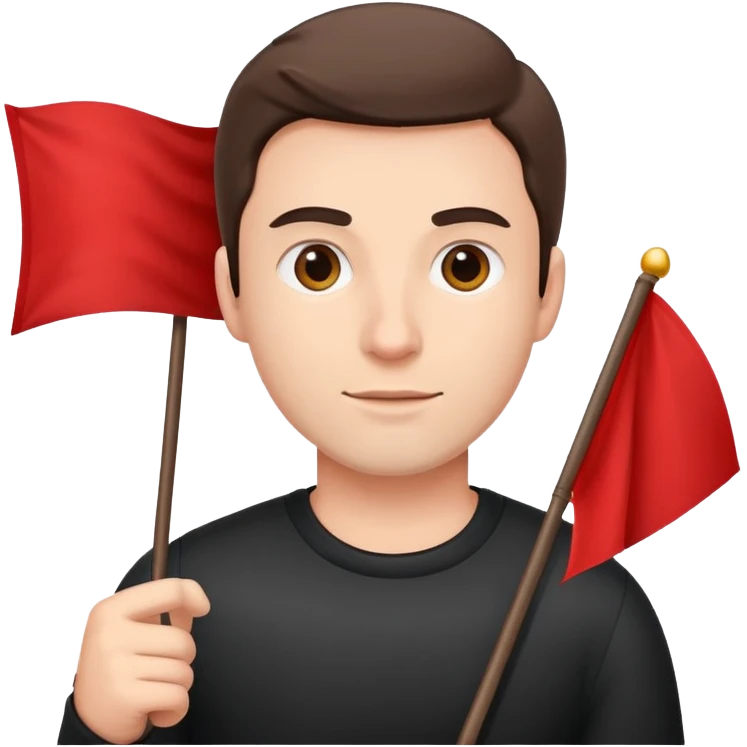 Man holding red flag emoji