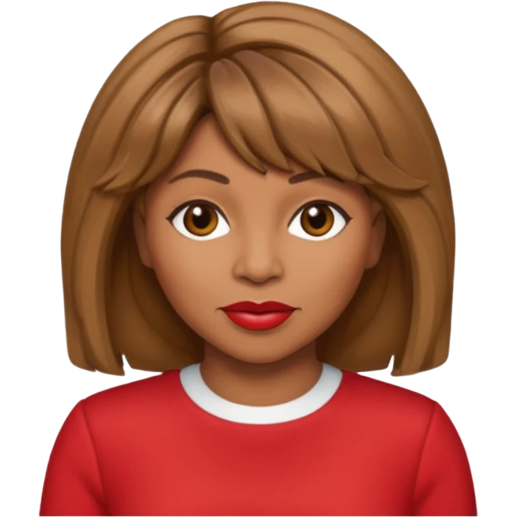 Tina Turner with long light brown hair, red outfit emoji