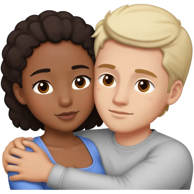 Interracial couple cuddling emoji
