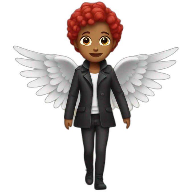 Black with red hair and wings emoji