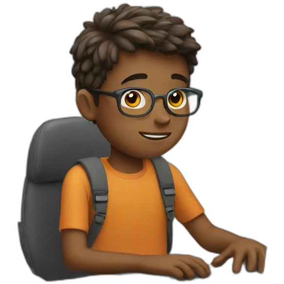 boy with a computer emoji