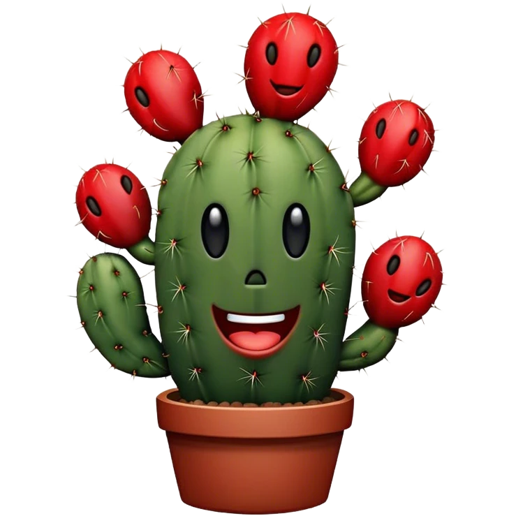 червоно-чорний кактус сміється emoji