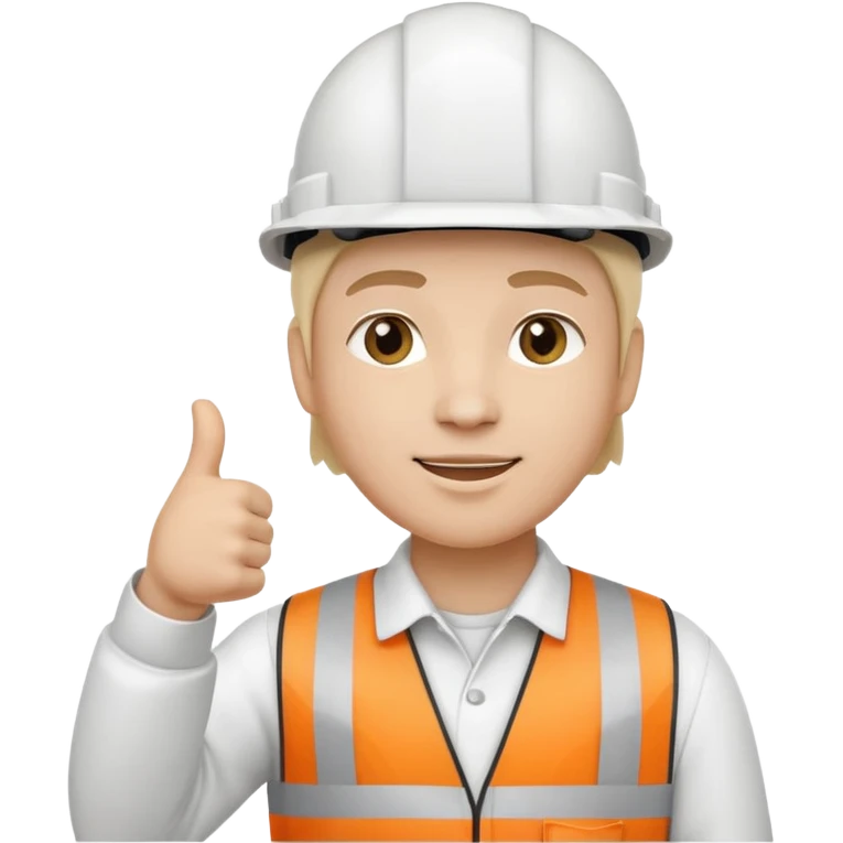 Cara de persona con casco blanco inginierl civil con pulgar arriba emoji