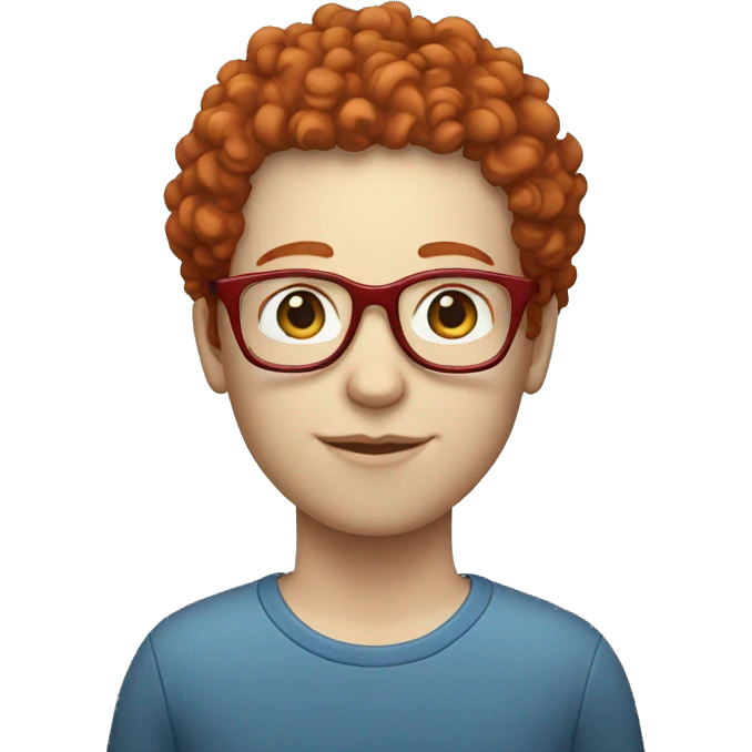 :person-with-red-curly-hair-pale skin and blue glasses emoji