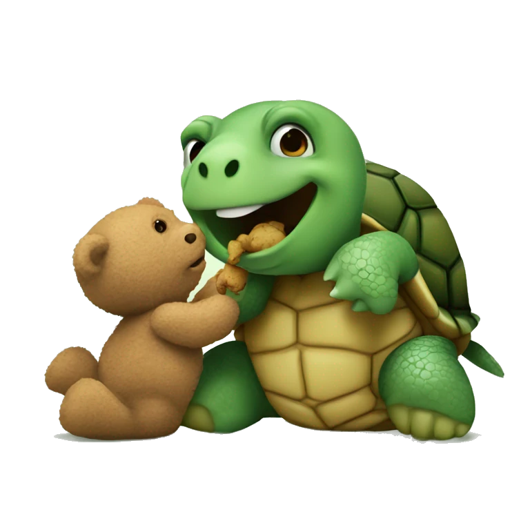 turtle eating a teddy bear emoji