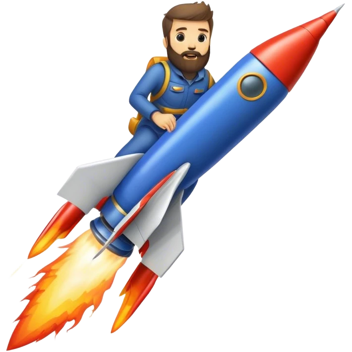bearded man riding a rocket france black boom!  emoji