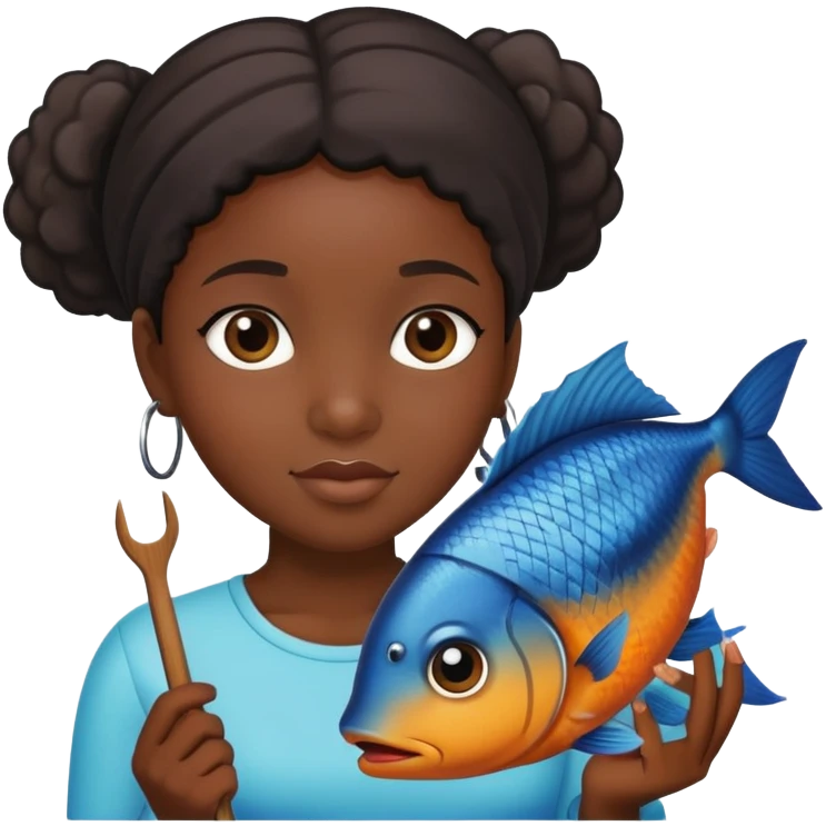 fish next to a black girl emoji