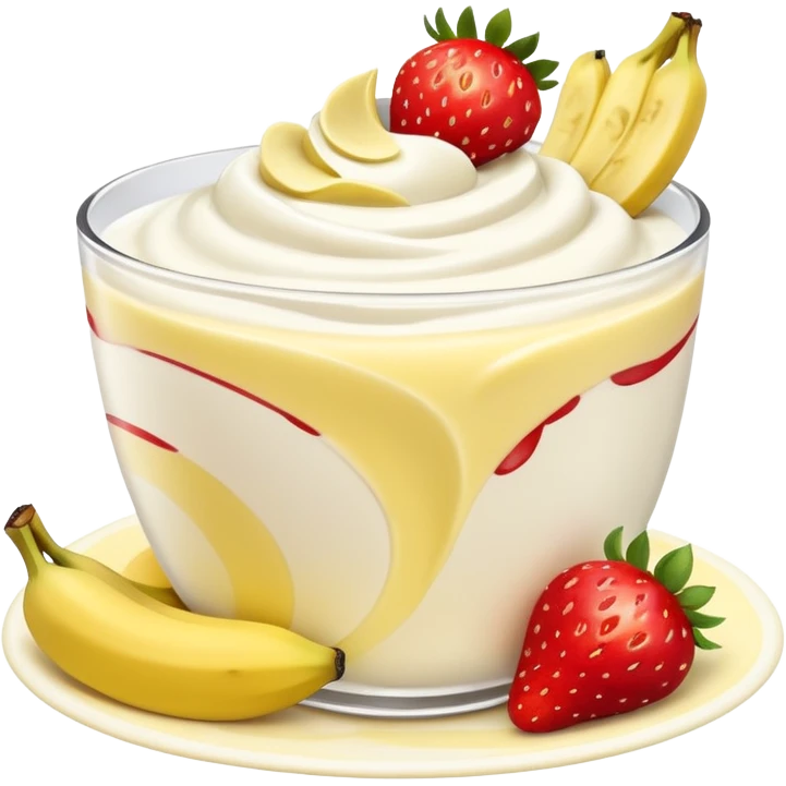 Yogurt with strawberries and bananas emoji