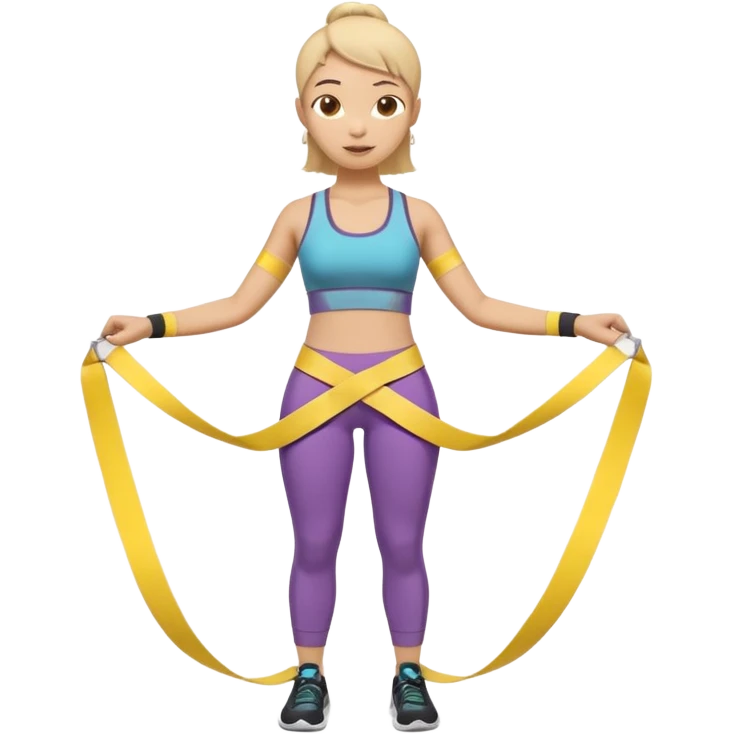 A 3D cartoon person measuring their waist with a yellow tape, casual fitness outfit, Memoji-style realism. close up. emoji