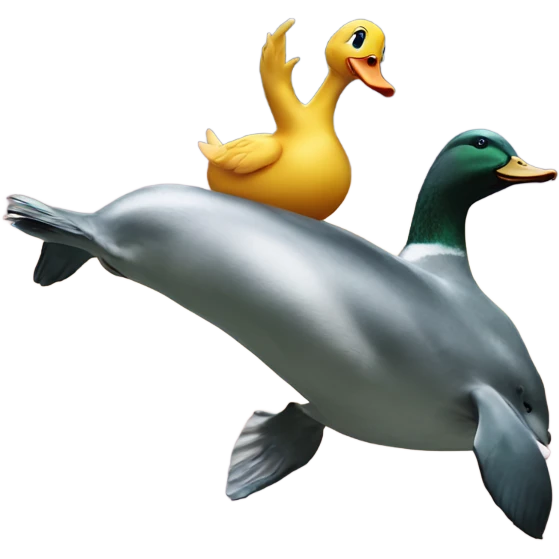 Duck riding on top of dolphin  emoji
