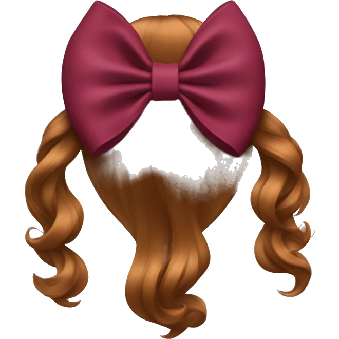 A burgundy bow in light brown hair from the back  emoji