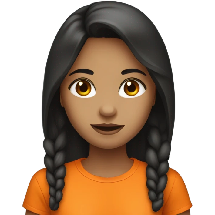 girl with dark hair and orange t-shirt  emoji