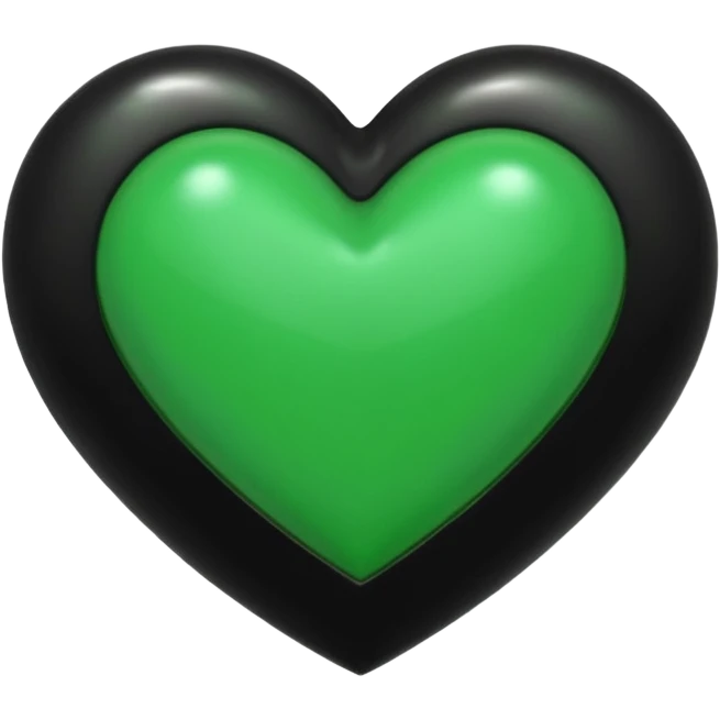 A green heart and black heart mixed together so black on one side and green on the other side emoji