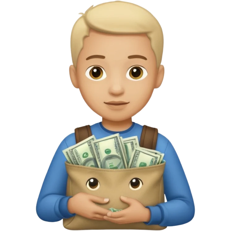 Light skin boy holding a bag of money  emoji