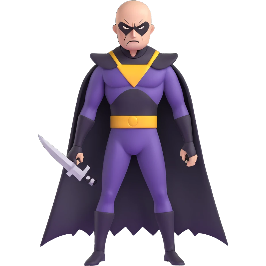 bald supervillain with razor-themed costume, sharp blade weapons, menacing expression emoji