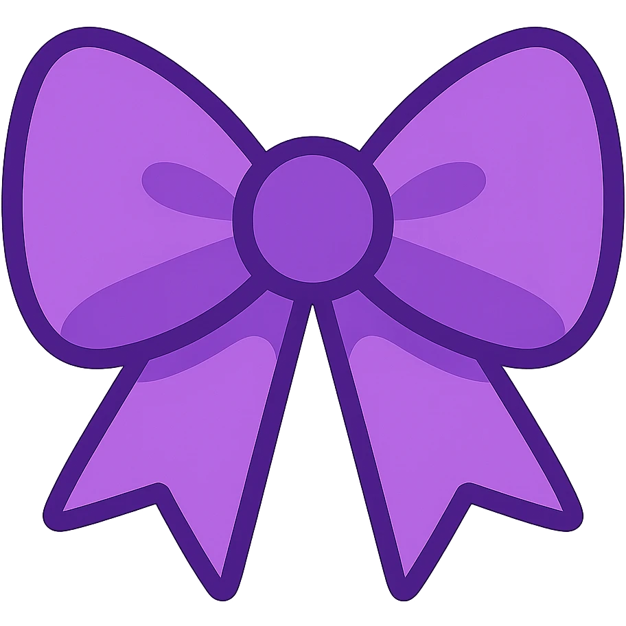 2D cute purple bow, vibrant toon style emoji