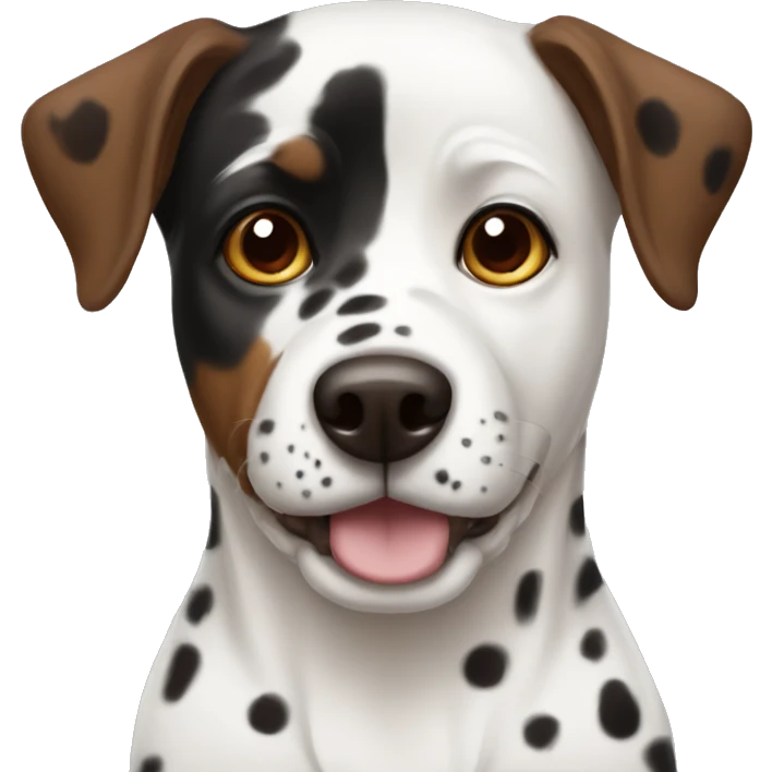 White black and brown spotted dog emoji